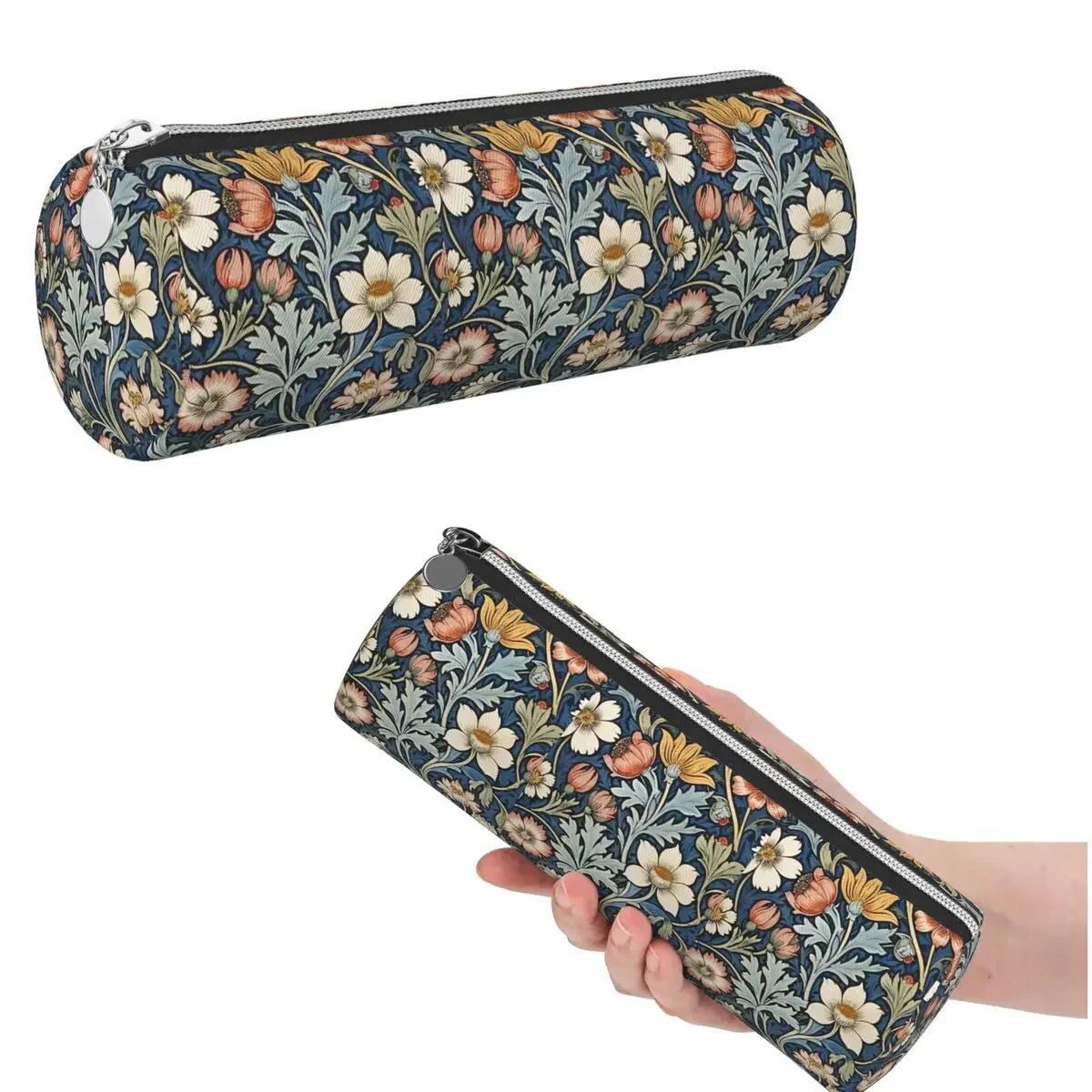 Trousse à crayons encadrée William Morris Botanical Bliss pour garçons et filles, boîte à crayons cylindrique pour l'école, sac à crayons, porte-stylo