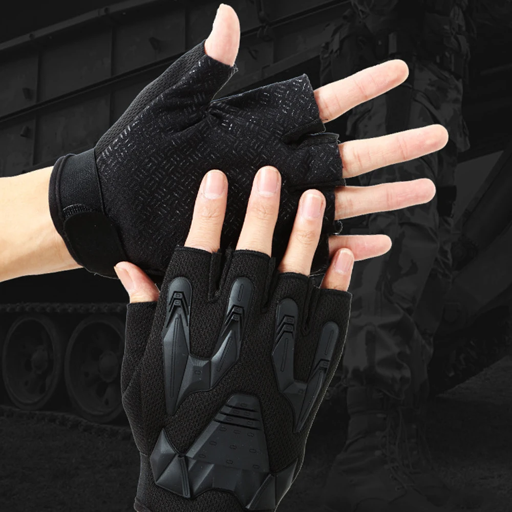 Tactical Half Finger Gloves Men's Motorcycle Anti slip Sports Fitness Protective Gloves Outdoor Military Hunting Shooting Gloves