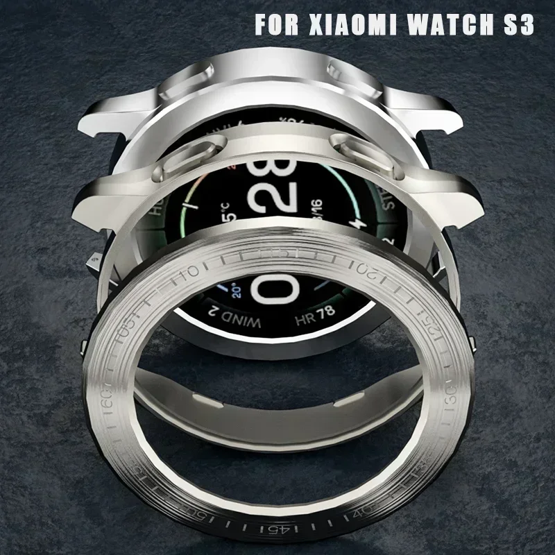 Cover for Xiaomi Mi Watch S3 Case Accessories PC Protector Shell for Mi Watch S3 Electroplated Wire Drawing Hollow Case+bezel image 2