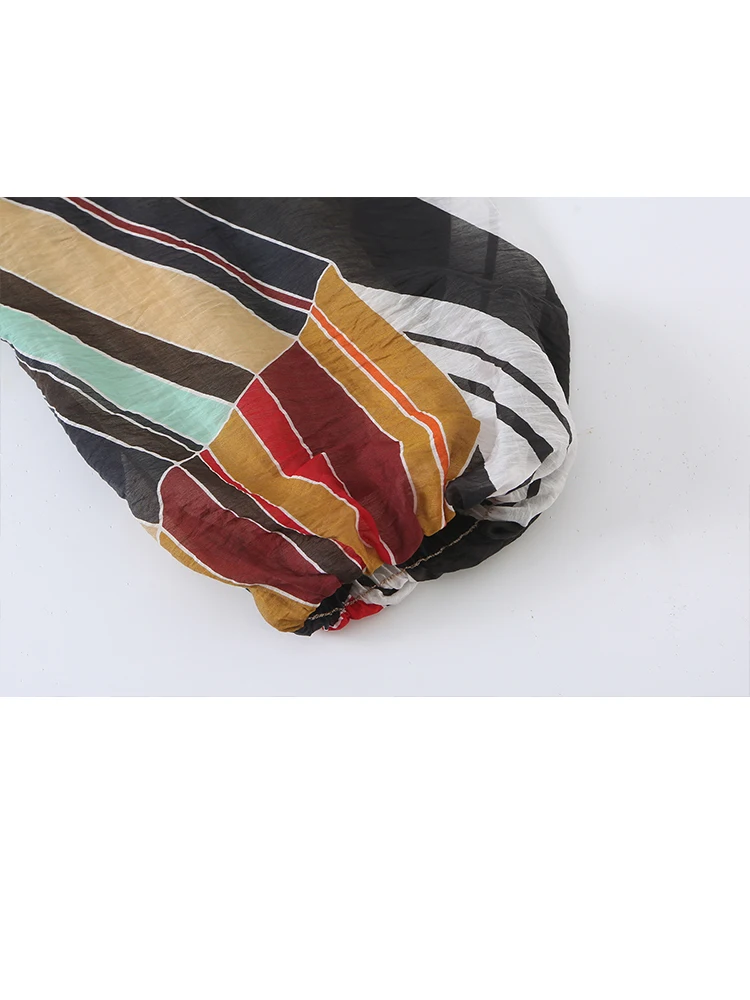 Casual Women Geometric Print Bomber Jacket Asymmetric Midi Skirt Set 2026 Spring Autumn Female Colorful Stripe 2-Piece Outfit view 5
