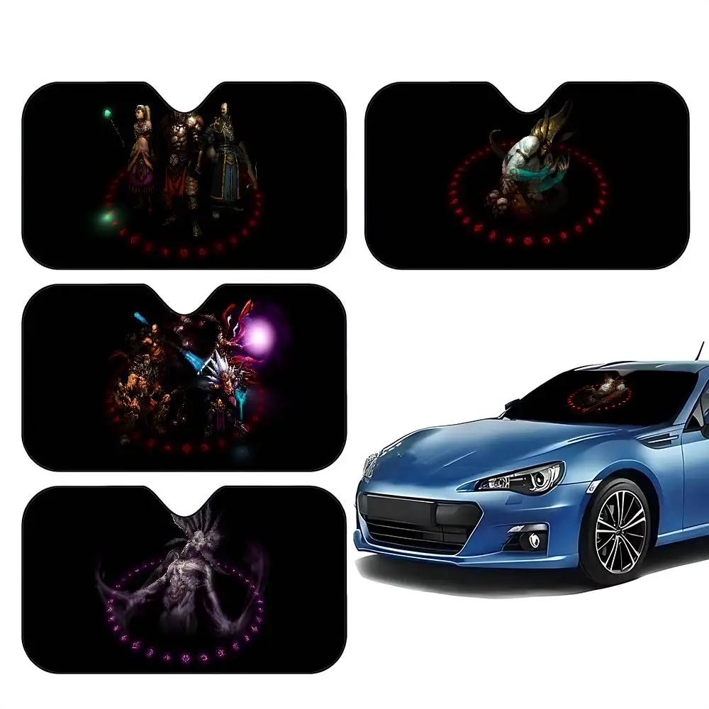 D-Diablo III 車用サンシェード 車用サンシェードカバー カバー ユニバーサルフロントガラス折りたたみバイザー
