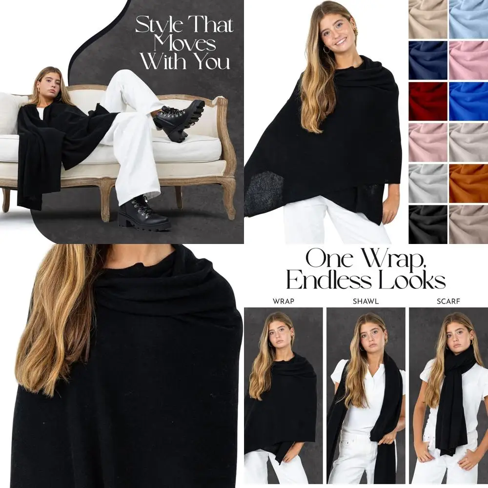 Luxurious Cashmere Blend Shawl, Knitted Travel Wrap, Pashmina Stole, All-Season Accessory for Women