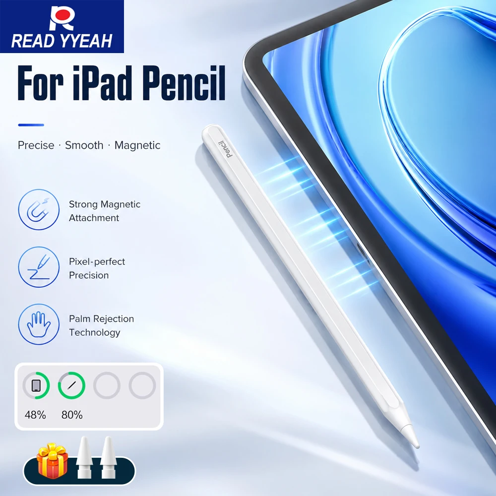 

New Wireless Charging Stylus Pen For iPad 2018-2026 Air 4 5 Pro 11 12.9 Mini 6 7 For iPad Pencil With Palm Rejection Auto Sleep