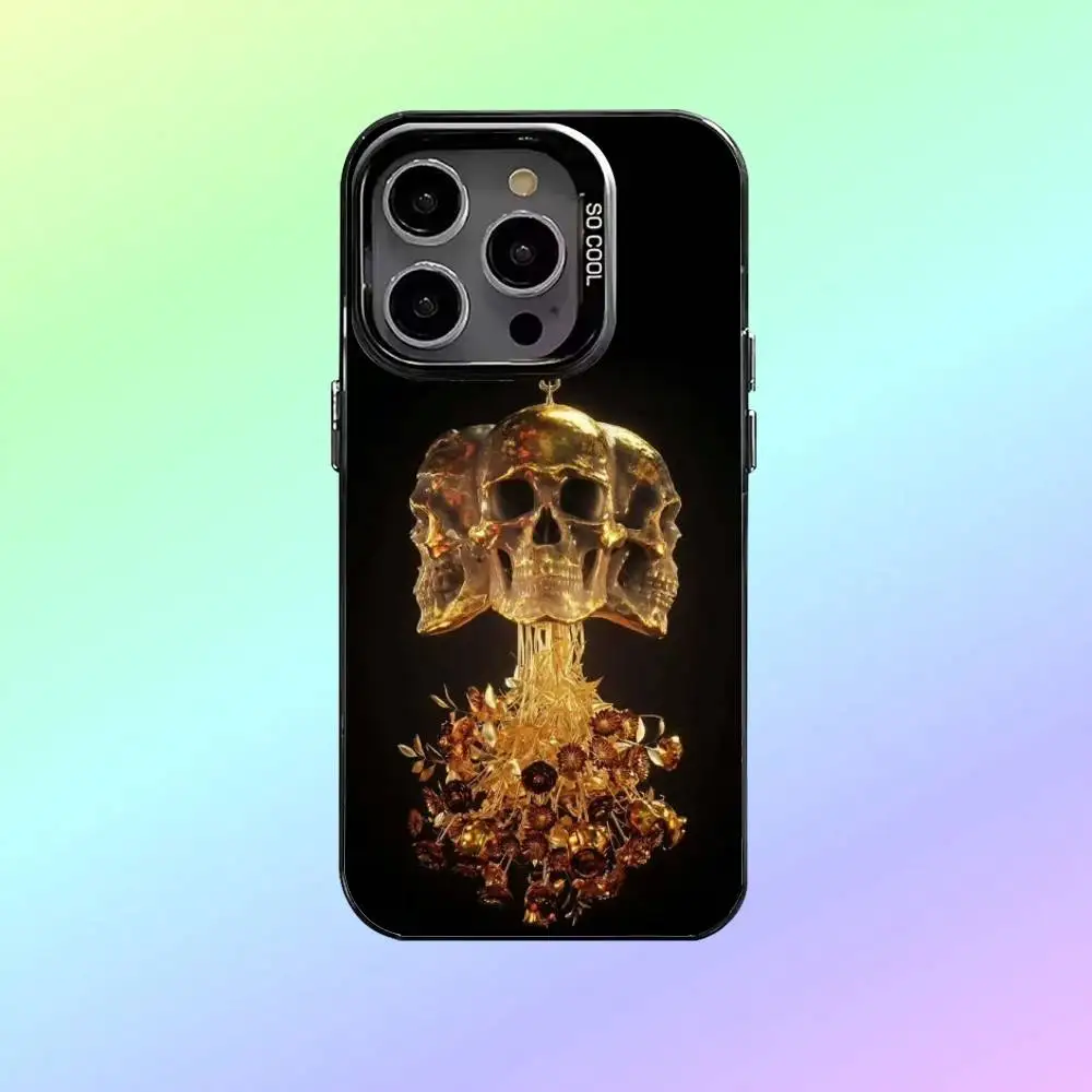 Custodia per telefono Billelis art per iPhone17,16,15,14,13,12,11 Plus,Pro Max Custodia per telefono color argento