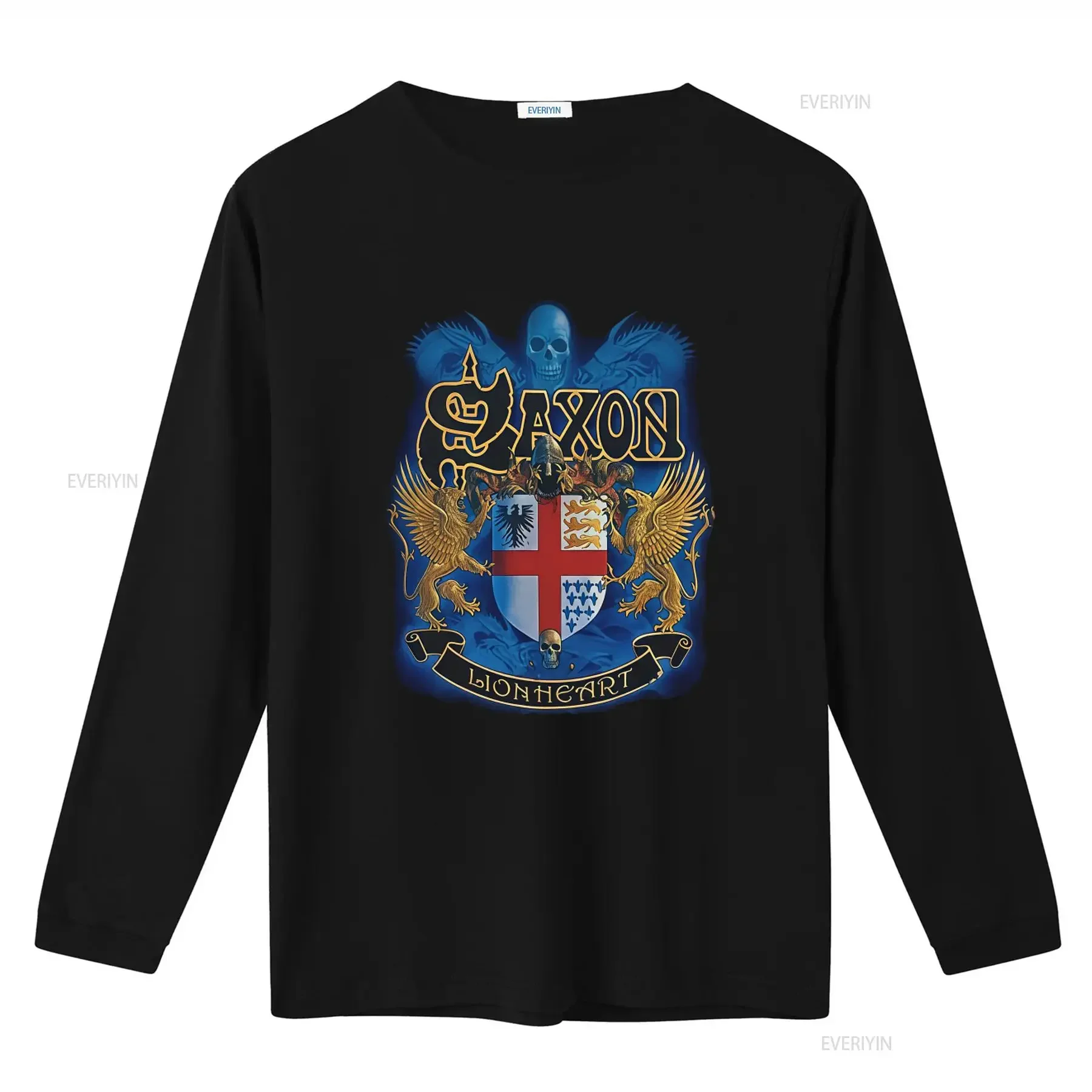 Saxon Lionheart Men's T Shirt British Classic Metal Band Design Leisure  vintage Washed Slightly Versatile fashion Breathable