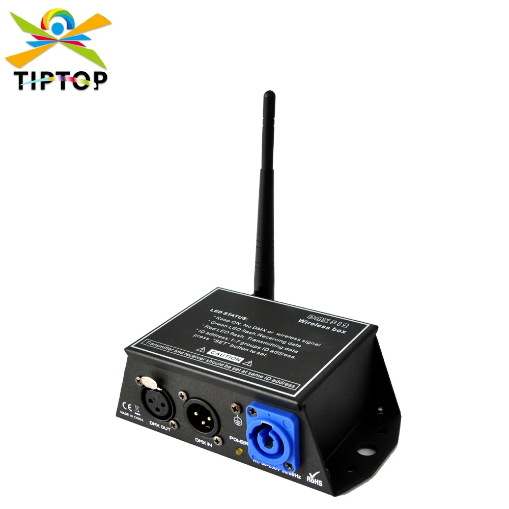 tiptop transmissor e receptor sem fio power con soquete azul endereco ip dmx controlador de iluminacao de palco 24g dmx512 01