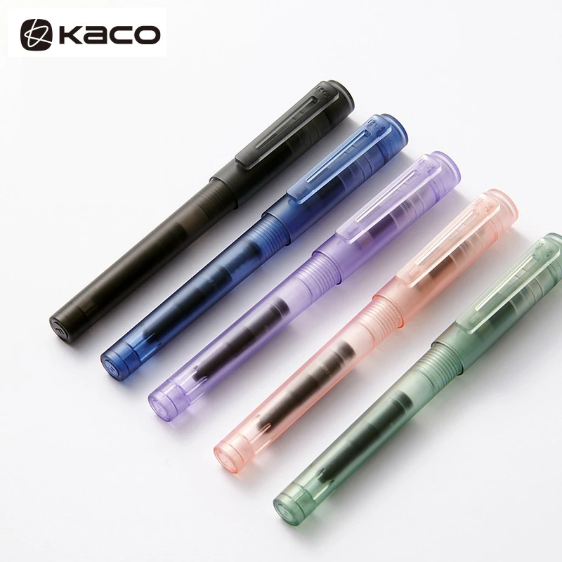 Kaco Caneta Set 0.5 MILÍMETROS EF Nib Stylo ручки Transparente e Saco De Tinta Caneta Tinteiro Caneta de Escrita Escola Escritório Papelaria Suprimentos