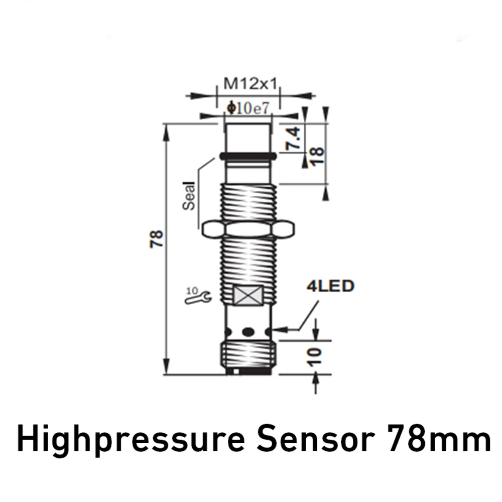 Hot M12 Flush PNP NPN Sn 2mm 12V 24V 36V 78mm long m12 Connector type High Pressure Inductive Proximity Sensor With Rohs