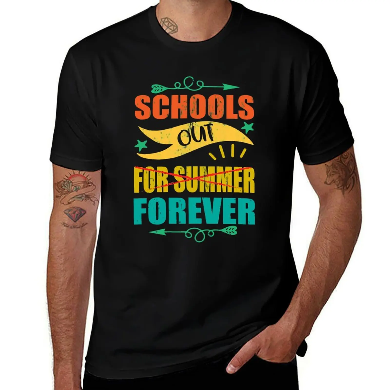 

School’s Out Forever Retired And Loving It Teacher Retired T-Shirt t shirt for man 100 percent cotton essential t shirt T-Shirt