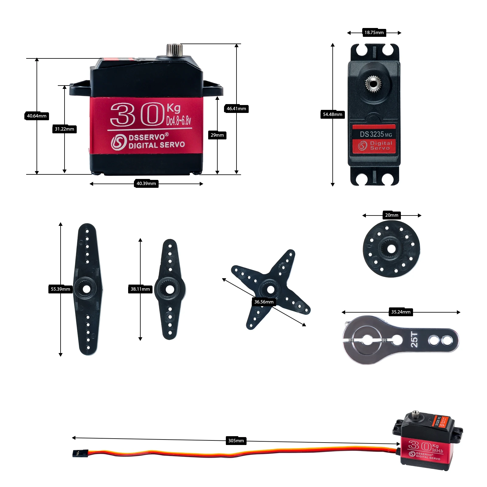2 Stuks 30Kg DS3230 Pro Digitale Servomotor Stalen Gear Grote Koppel 180/270 Graden Servo Diy Onderdelen Voor rc Auto Crawler Robot Model