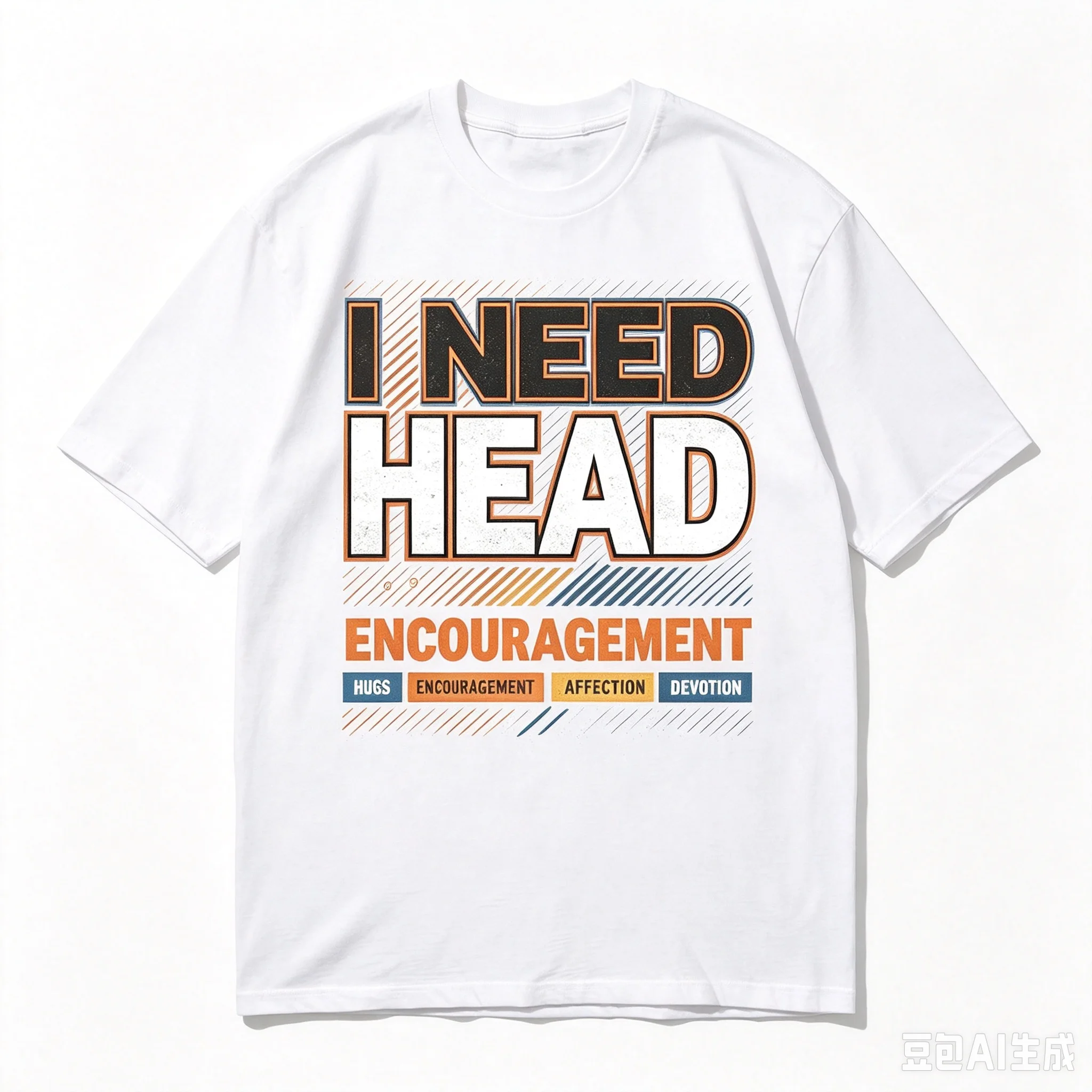I Need Head Hug Encouragement Affection Devotion Slogan Graphic T‑Shirt Men Distressed Text Print Loose Crew Neck Streetwear Tee