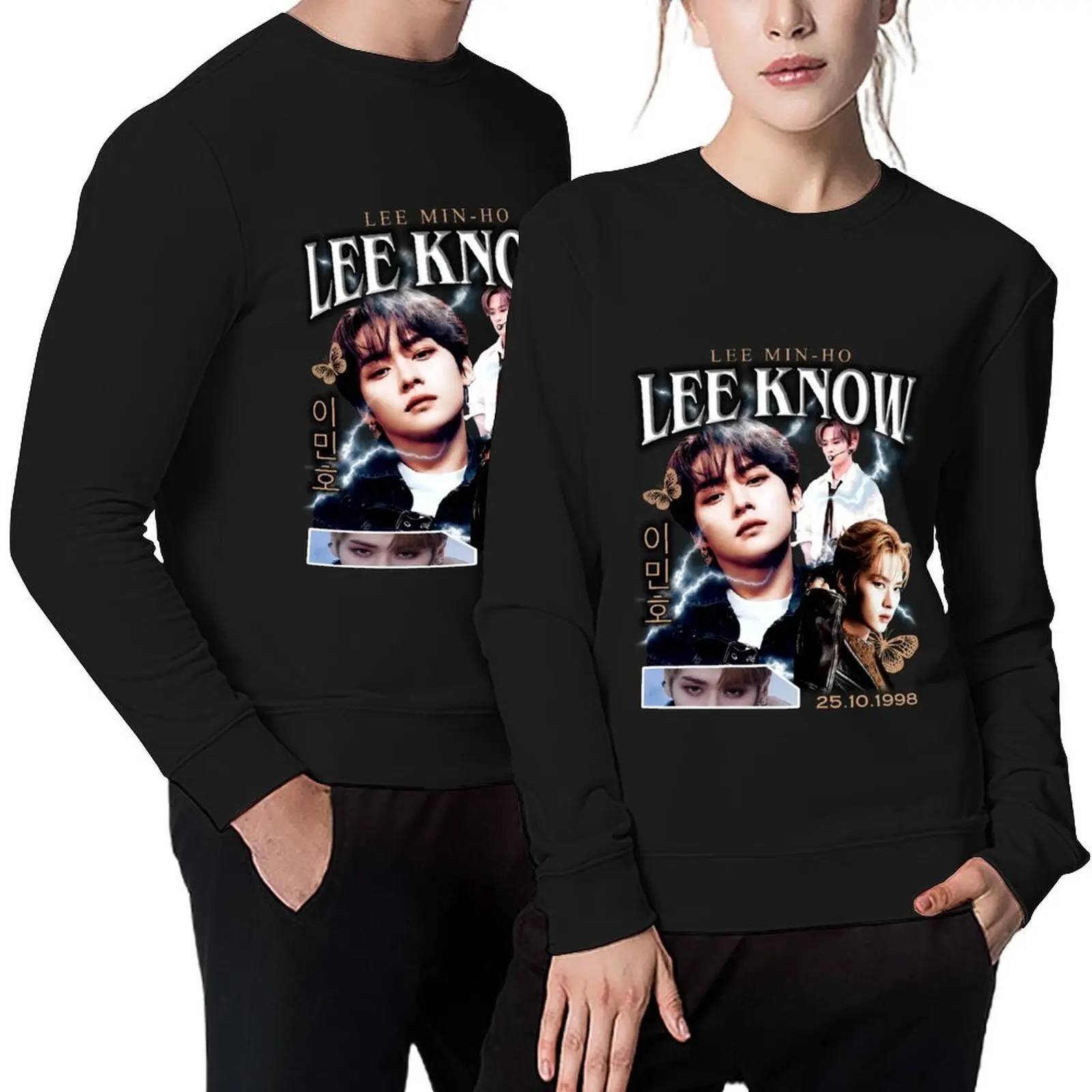 LEE KNOW Camisa Vintage 90 Retro T Shirt Tee Pulôver roupas masculinas jaqueta de outono roupas masculinas novos moletons
