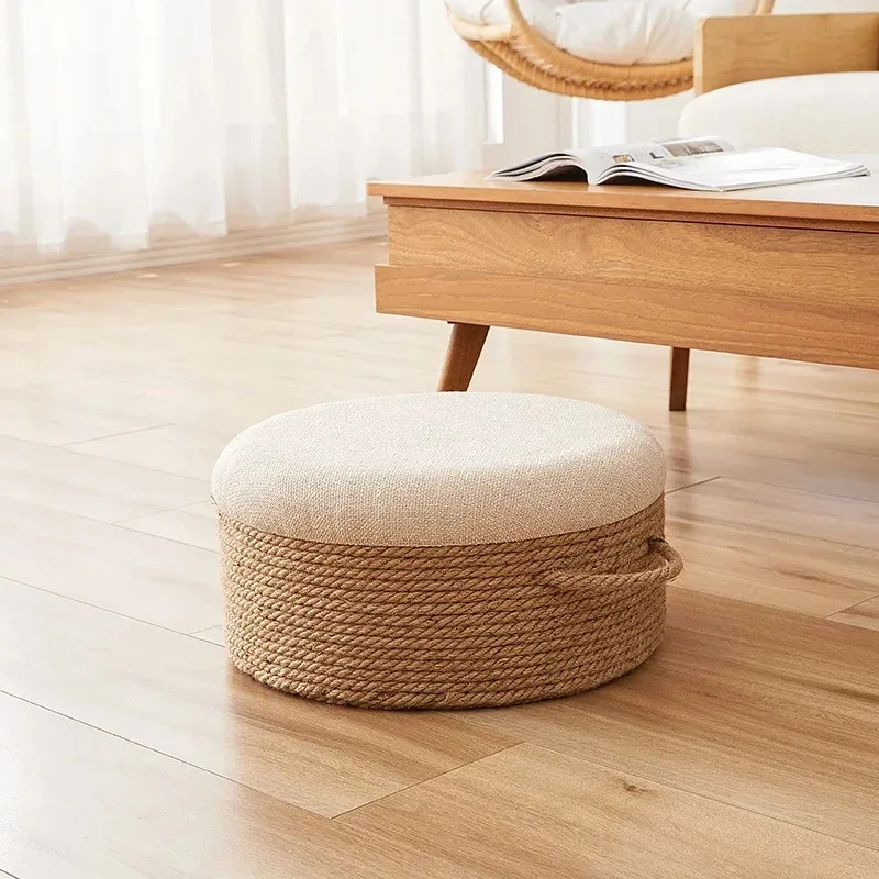 

Rope Ottoman Modern tatami Hemp Small Stool Adult Sofa Bench - Simple Home Fabric Relaxing Balcony Versatile Footrest furniture