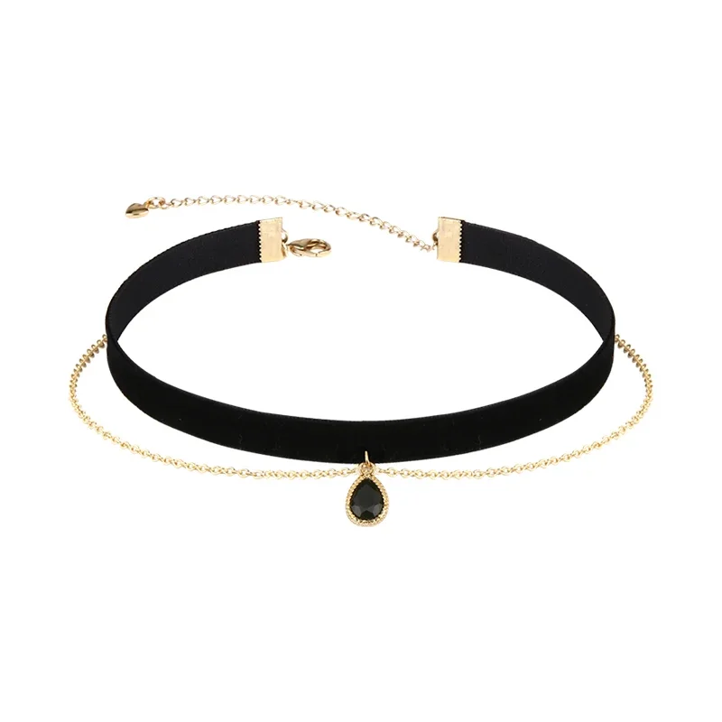 

Black Crystal Choker Clavicle Chain Velvet Layer Necklace Women Choker Fashion Ladies Exquisite For Women Jewelry Gift