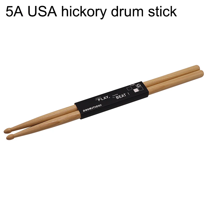 1 Pair 5A USA Hickory Wood Drum Stick Wood Color 5A Stick Drumsticks for Drummer Good Quality with White Packaging