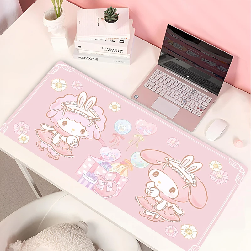 

Pink Office Mousepad Cartoon Laptop My Melody Large Desk Pads Mouse Mat 900x400 Locking Edge Table Mats Rubber Kawaii Mouse Pad