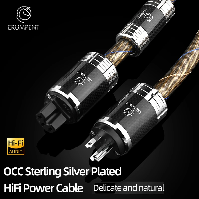 HiFi OCC Silver Plated Power Cable High Quality HiFi EU/US/AU Schuko Rhodium Plated Plug Filter CD Amplifier Power Cord