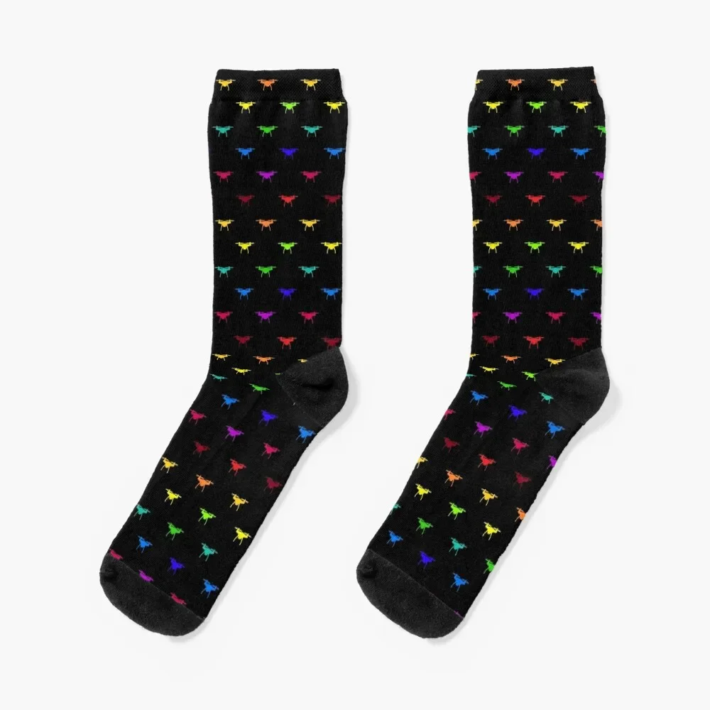 Chaussettes de golf drones arc-en-ciel pour hommes et femmes, chaussettes colorées