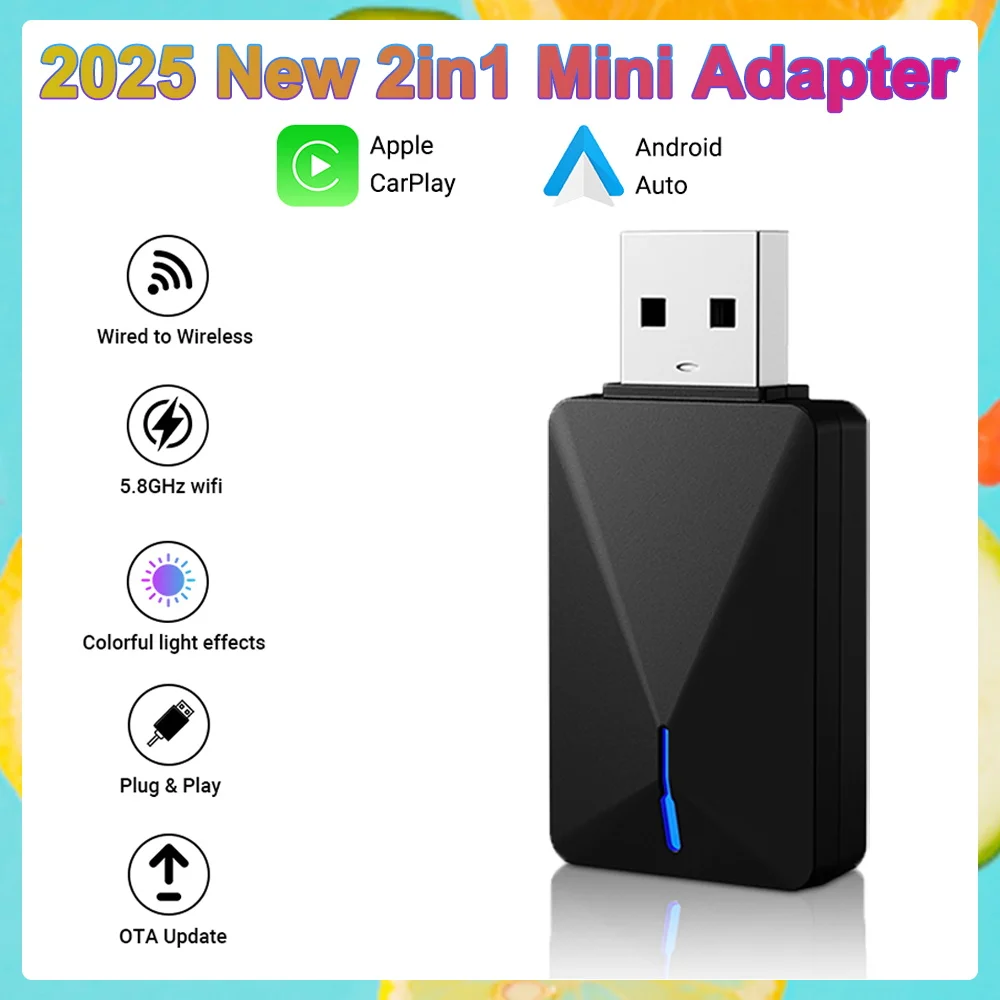 

Wired to Wireless CarPlay Android Auto Mini Box Car Smart Mini Dongle Wifi BT Auto Connect Plug&Play Mini Box Fit 99% of Cars