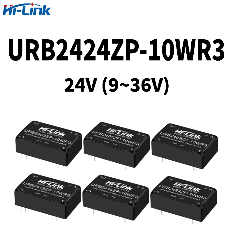 

Hi-Link 2PCS Free shipping 10W URB2405ZP-10WR3 24V to 5V 12V 1mS startup 1500Vdc Isolation voltage DCDC Power Module PCB board