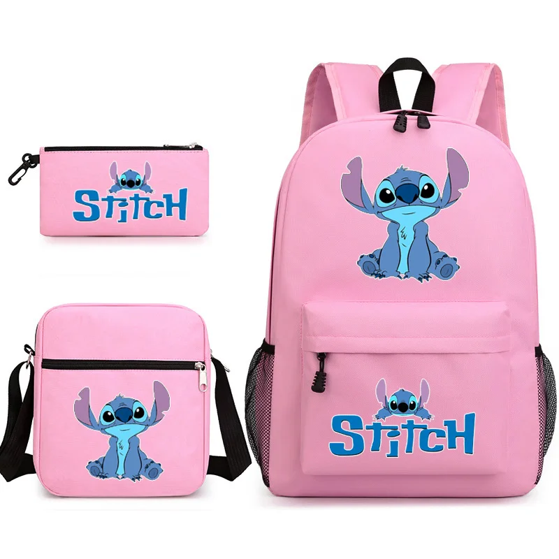 MINISO Sports Backpack Lilo & Stitch Kids Backpack Cartoon Stitch Print Pencil Case Boy Girl Shoulder Bag Children School Bags