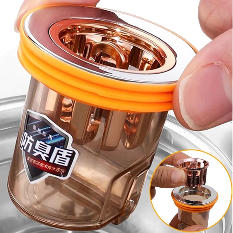 Toilet Deodorant Floor Drain Gravity-Induction Floor Drain-Core Anti Insect Anti Odor Plug Covers Bathroom Shower Hair Filters image 2