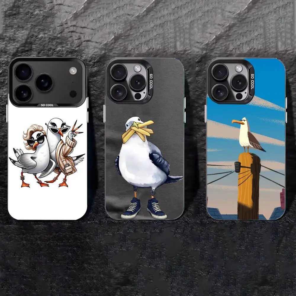 

Funny S-Seagull Phone Case For iPhone 17,16,15,14,13,12,11 Plus,Pro Max,XS,Colored silver phone case