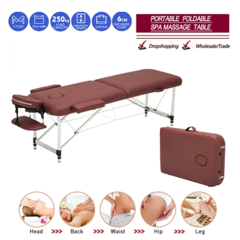 Folding Beauty Bed Professional Portable Spa Massage Tables Lightweight With Bag Salon Furniture Aluminum alloy 168x70cm