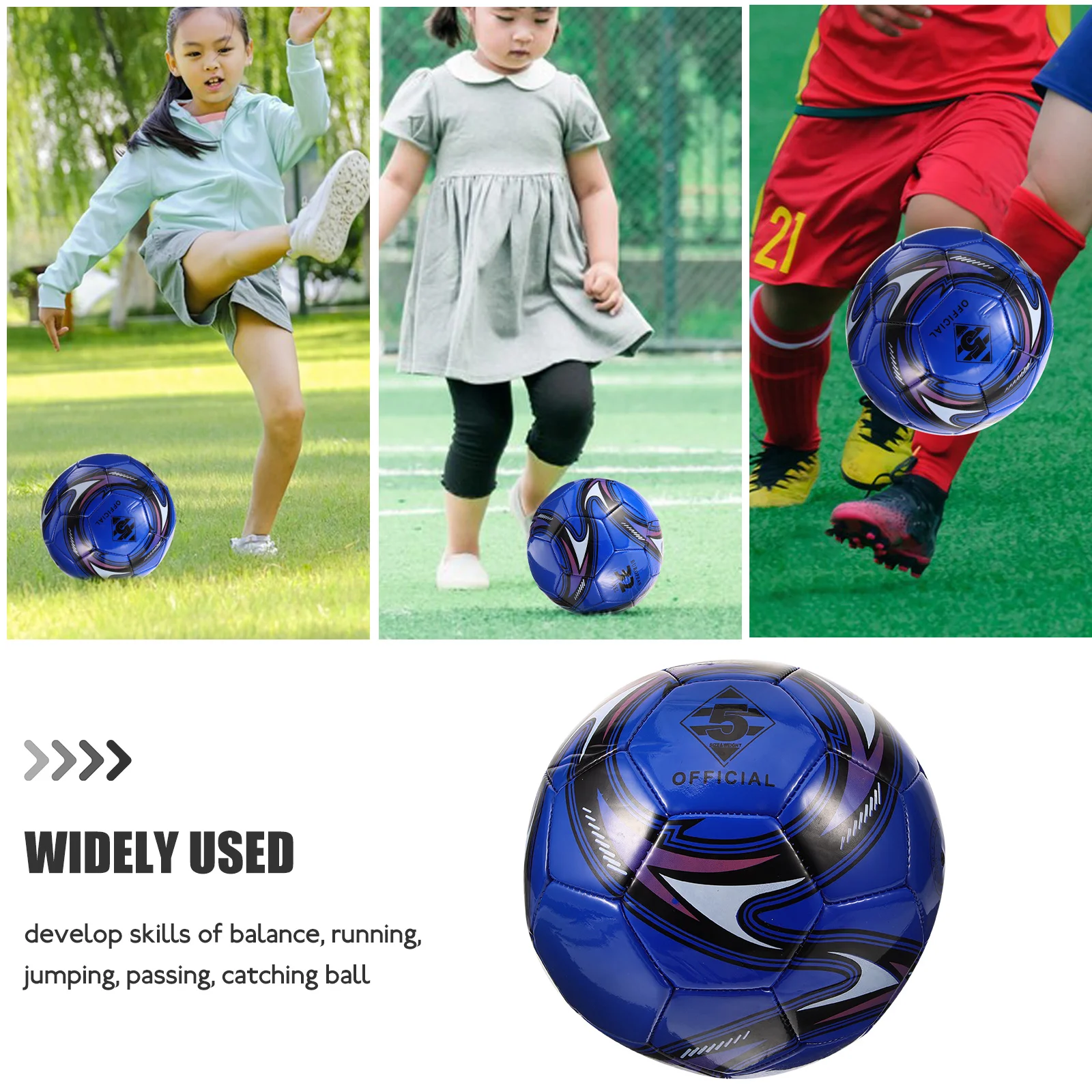 

Kids Soccer Balls Size 5 PVC Machine Stitched Toddler Football for Training Playground Fun Elasticity Assurance