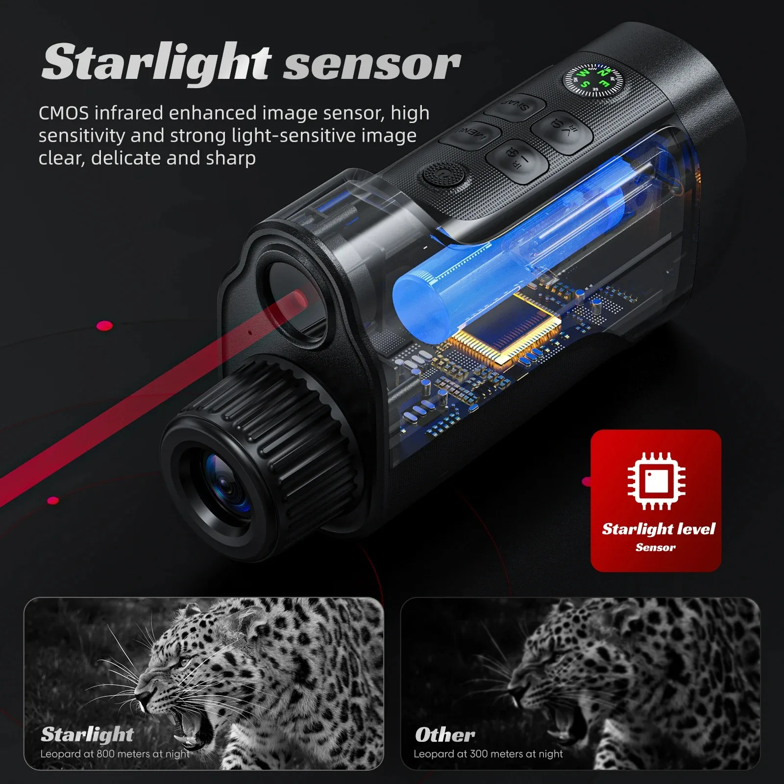 Night Vision Monoculars 1080P HD 10X Digital Zoom Infrared Hunting Telescope Photo Video Playback Outdoor Full Darkness Search