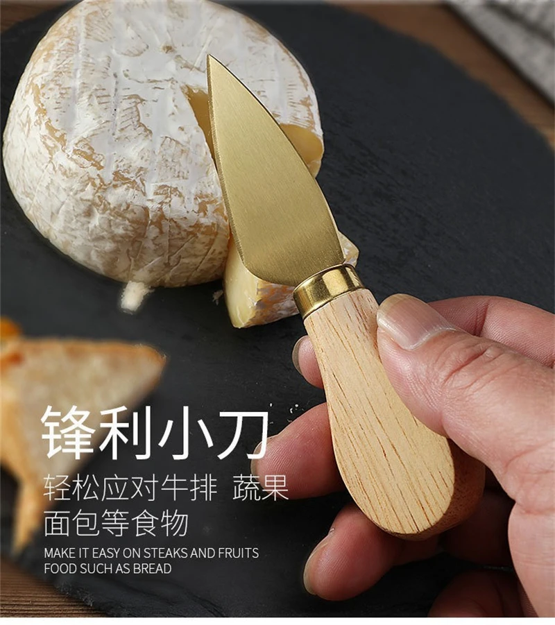 6/4pcs Exquisite Cheese Knives Set Stainless Steel Fork Spreader Collection Walnut Handle Cheese Slicer with Gift Box