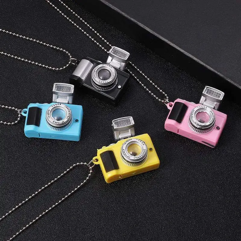 1 Pcs Kawaii Mini Camera LED Glow Sound Camera Creative Simulation Keychain Necklace Pendant Birthday Gift Toys