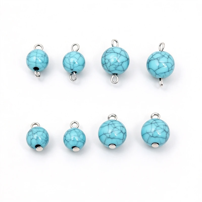 BoYuTe (200 Pieces/Lot) 6-8-10mm Acrylic Imitation Turquoise Beads Blue Green Loose Beads for DIY Jewelry Making