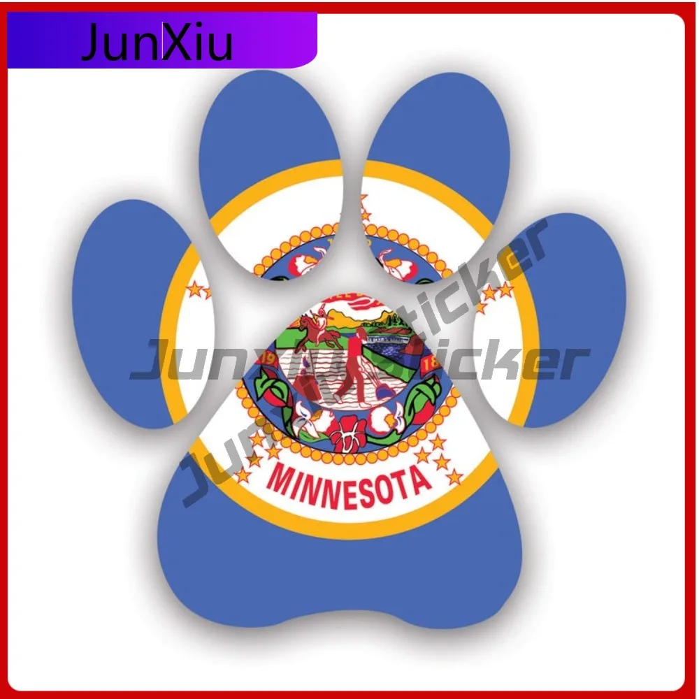 

Minnesota State Paw Print Shaped Sticker Cool Laptop Waterproof Vinyl Decal For Refrigerators Creative High Quality Outdoor