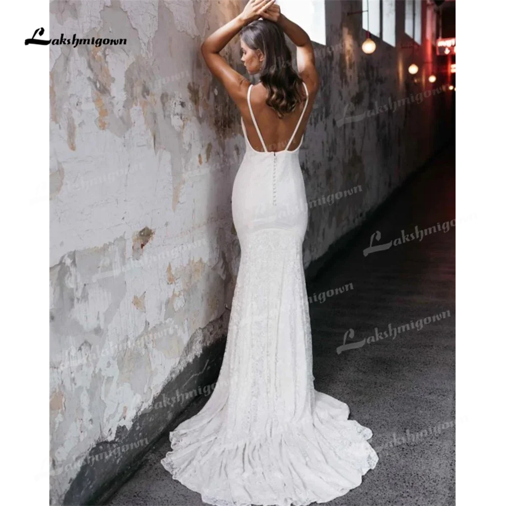 Lakshmigown V Neck Mermaid Wedding Dress 2025 Court Train Lace Sexy Wedding Gown bruiloftsjurk vestidos de novia bohemio  access