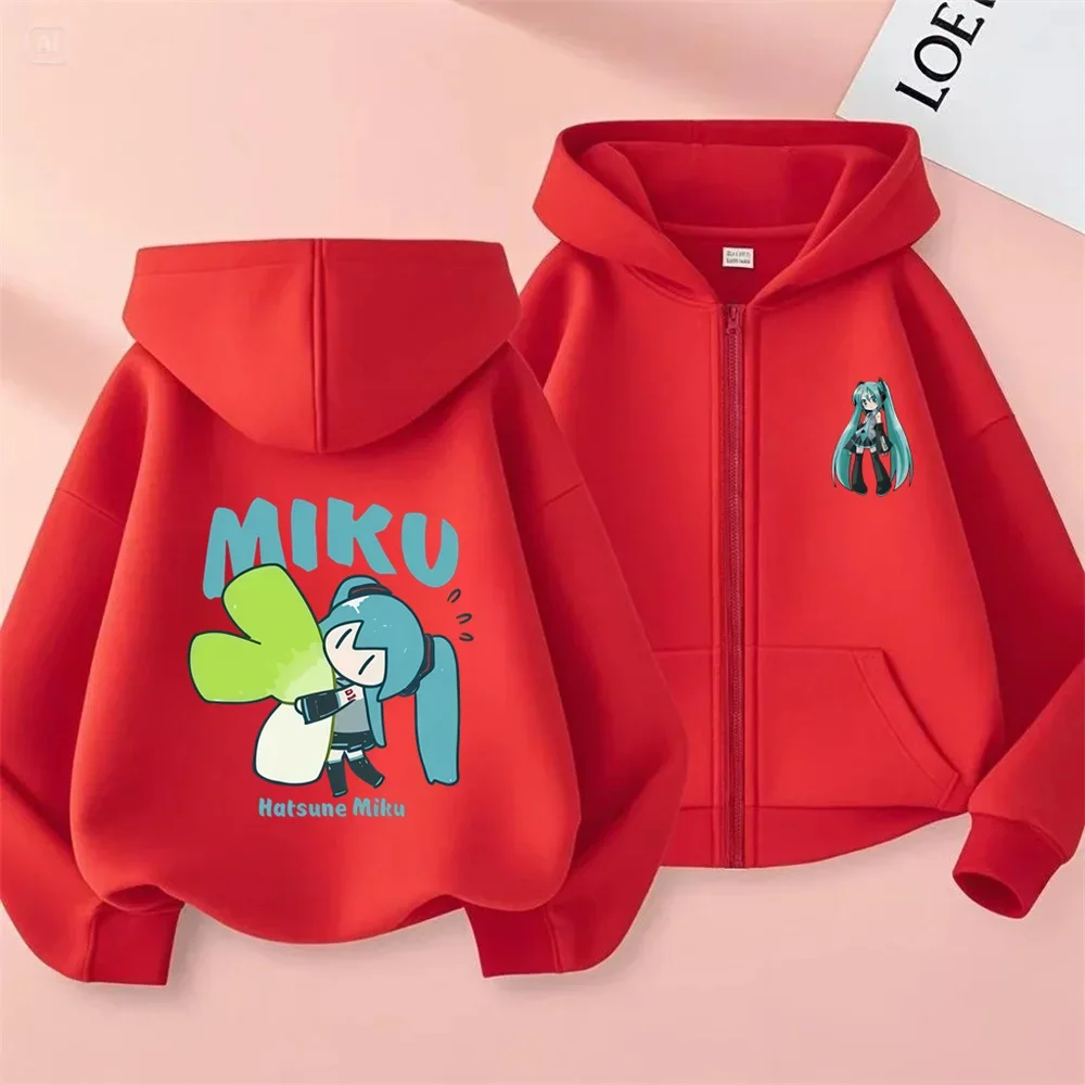 2026 Kids Zip Up Hoodie For Boys Girls Cute Kawaii Hatsune Miku Cartoon Fashion Street Outfit 3-14Y - view 4