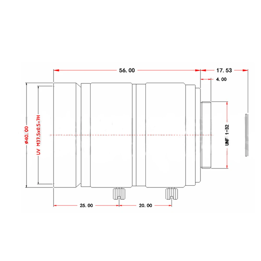 Obiettivo CCTV Witrue HD 10MP 25MM C Mount Apertura F1.4 Formato 1" per telecamere IP di sicurezza di sorveglianza