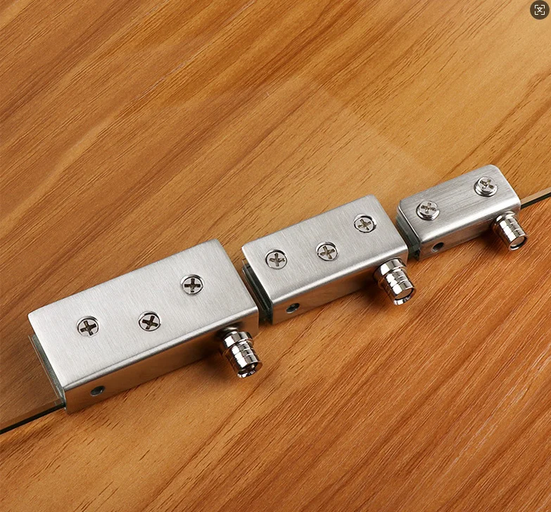 2Pcs Glass Pivot Hinge Rotation Axis Stainless Steel Wine Cabinet Door Rotating Hinges Clamp Clip Shaft Hidden Hinge Hardware