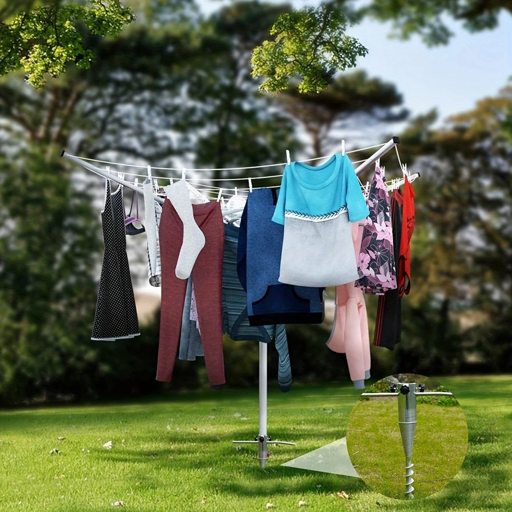 1pcs Outdoor Drying Rack Base Metal Umbrella Anchor Spiral Screw Sturdy Suitable for Garden Backyard Lawn Soil Ground Insertion