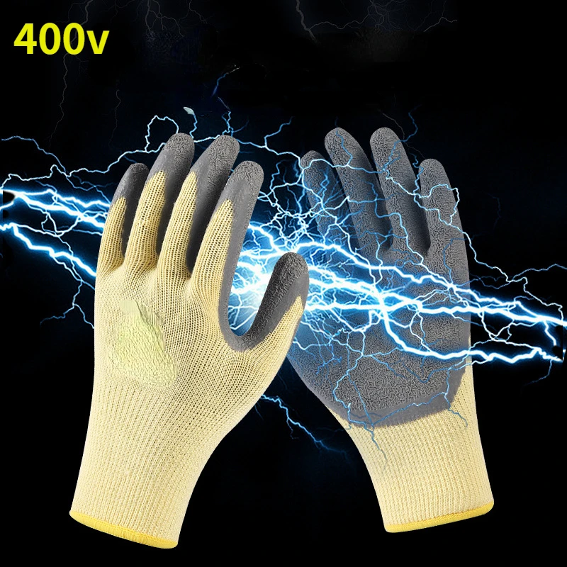 1 Pair Anti-electricity Security Protection Gloves Rubber Electrician Work Gloves Protective Tool 400v Insulating Gloves