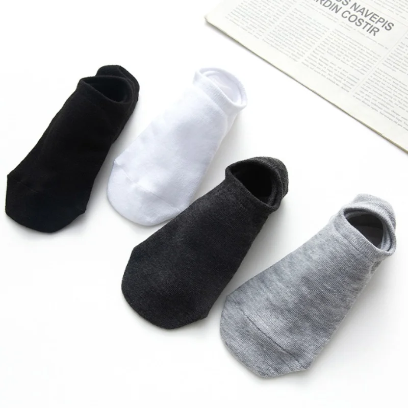 3pair /Lot Invisible Socks Men No Show Low Cut Ankle Cotton Thin Black White Short Sock Non-slip Silicone Summer Breathable