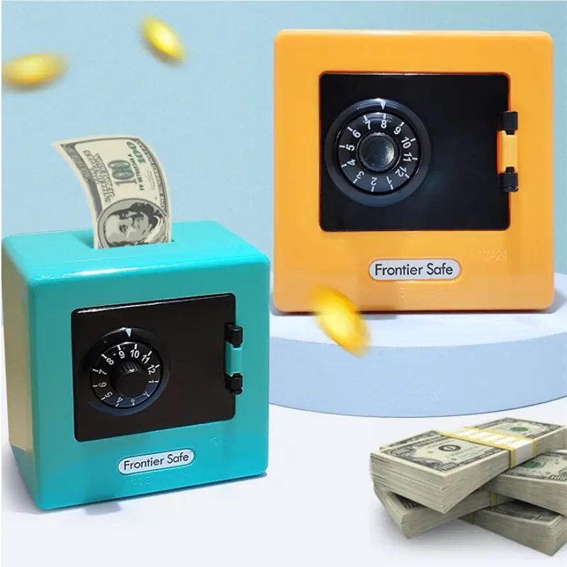 Mini Bank Money Box Retro Atm Rotating Password Cash Coins Saving Box Bank Safe Box Automatic Deposit Banknote Christmas Gift