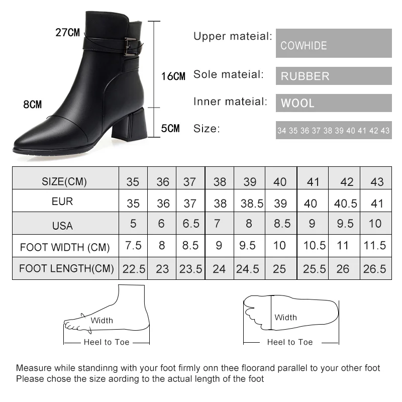 AIYUQI Women\'s Fashion Boots Mid-heel 2024 New Round Head Genuine Leather Ankle Boots Women Thick Wool Warm Dress Boots Women