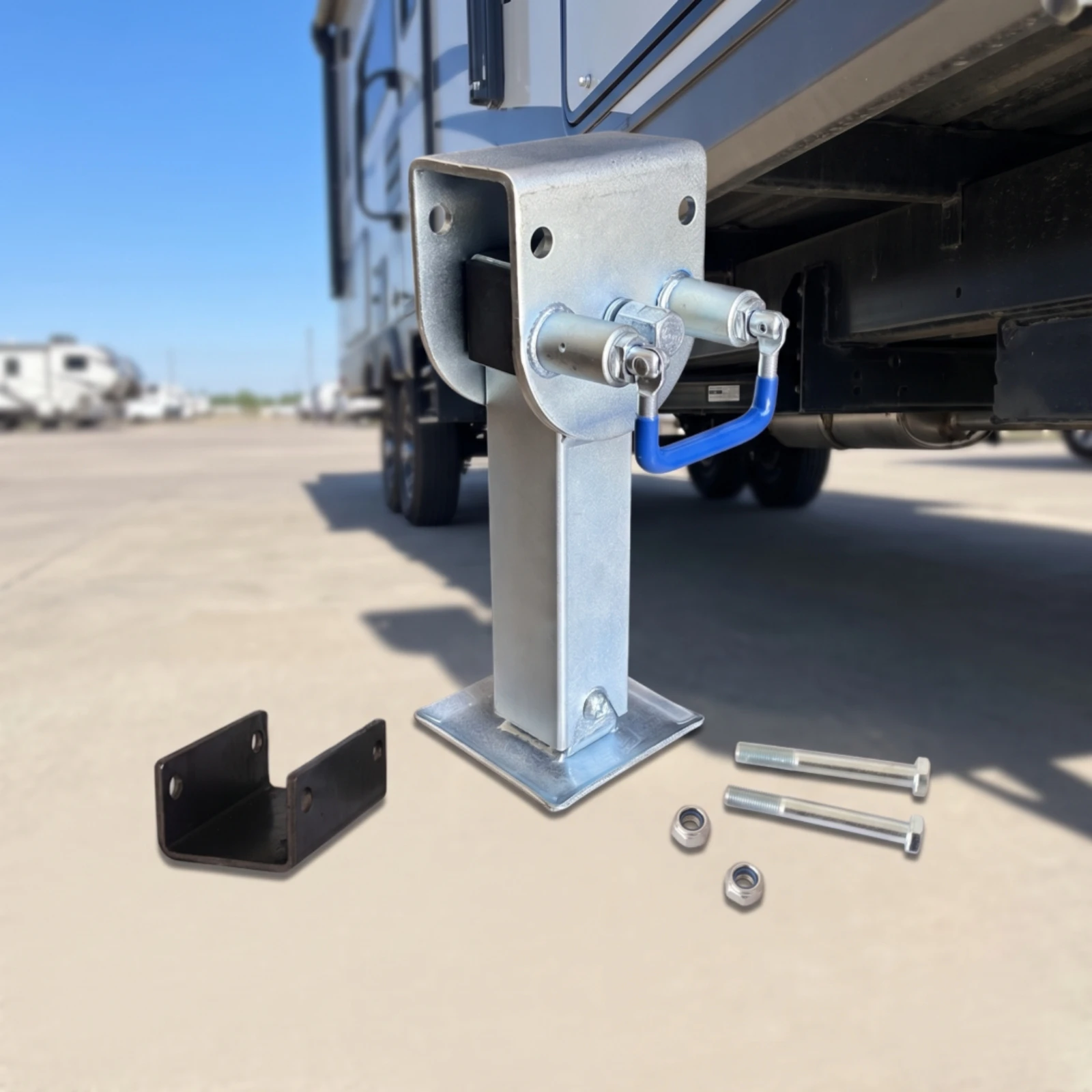 Stabilizer Jack Adjustable Stabilizer Jack with Handle Powder Coated Black Painted for RV Owners, Trailer Storage