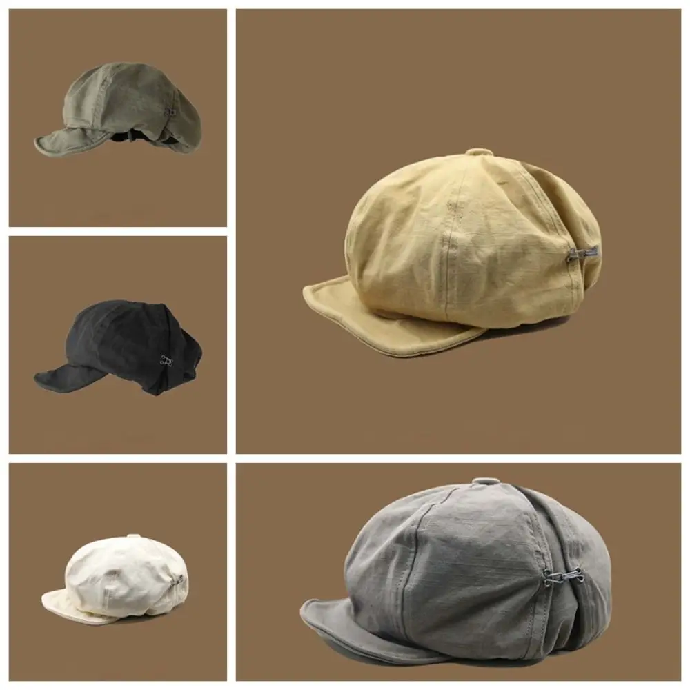 Asymmetric Cloud Beret Cap Street Style Big Head Circumference Retro Octagonal Hat Polyester Solid Color Women Artist Hat Women 6