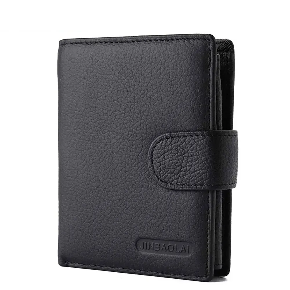 2024 JINBAOLAI Men Short Wallets Genuine Leather Hasp Coin Pocket Purses Card Holder Vintage Brand Top Quality Wallets For male