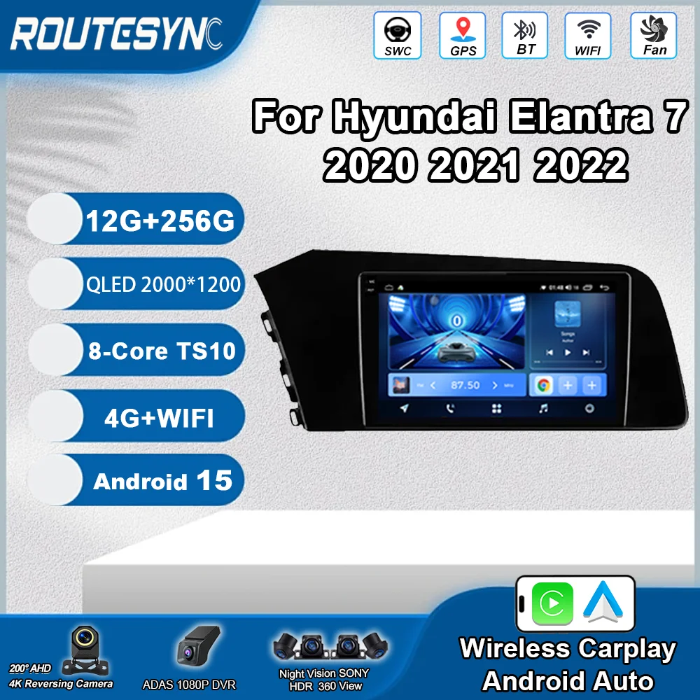 

Android 15 Car Radio For Hyundai Elantra 7 2020 2021 2022 Multimedia Navigation Player Carplay Auto Stereo Video 360 Camera 4G