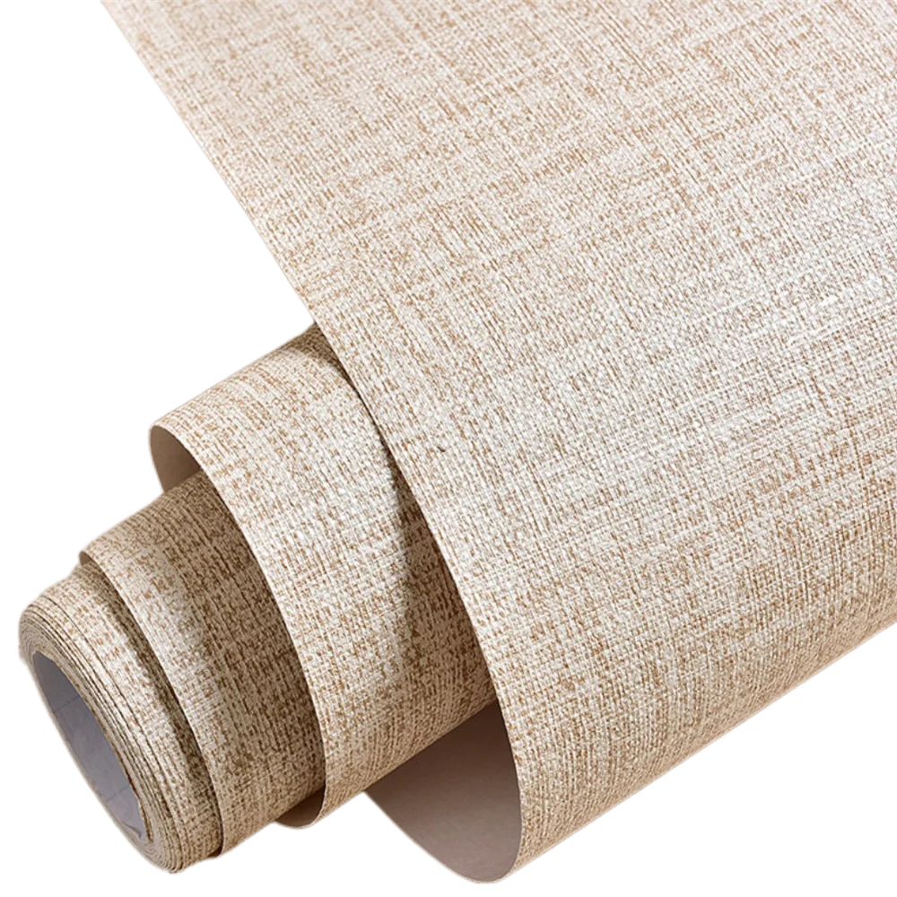 Linen PVC Self Adhesive Wallpapers  for Home Decor Wallpaper Bedroom Living Room Cabinets Solid Colour Waterproof Contact Paper