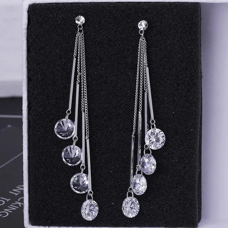 NEW 925 silver Jewelry Authentic teardrop shaped Tassel crystal from Austrian Ladies Fashion Earrings