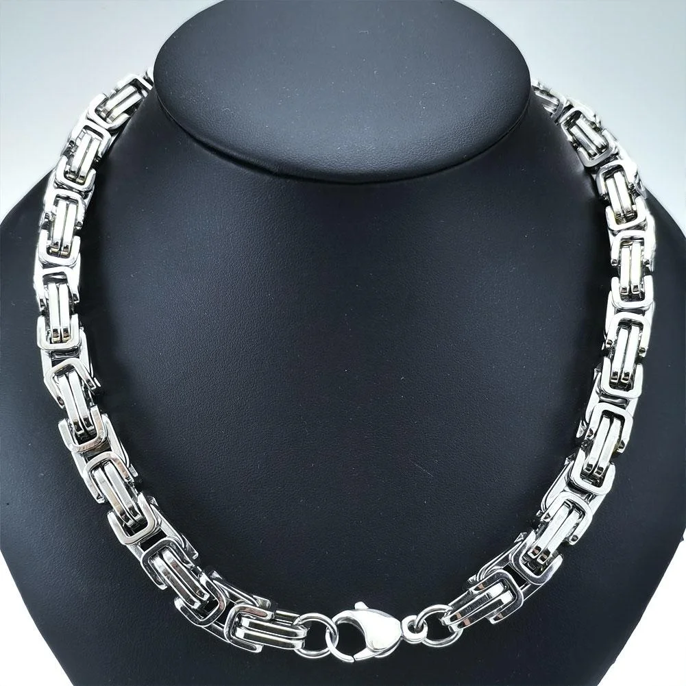 

Тяжее мужское однотонное ожерелье из нержавеющей стали шириной 10 мм оригинального цвета